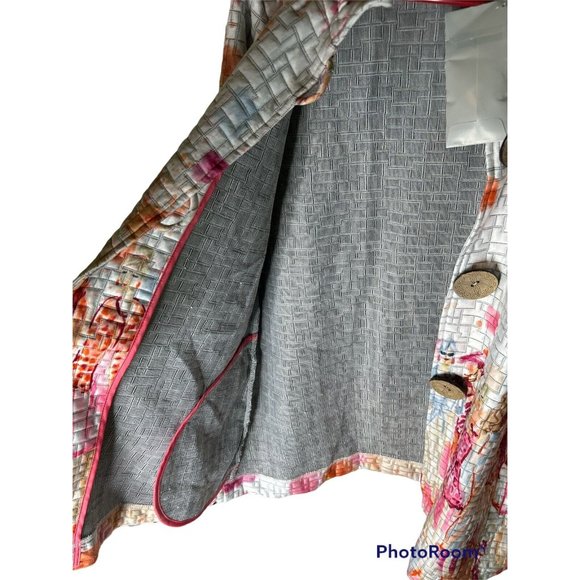Multiples Camellia wood buttons printed light Cardigan NWT Size Large - Picture 7 of 7